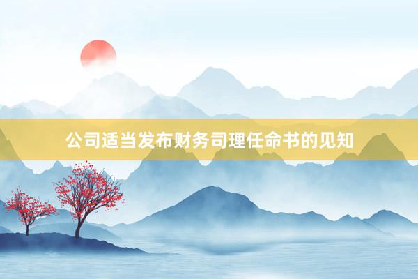 公司适当发布财务司理任命书的见知