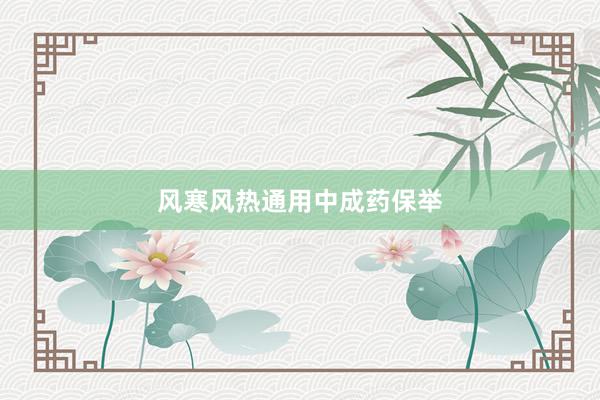风寒风热通用中成药保举
